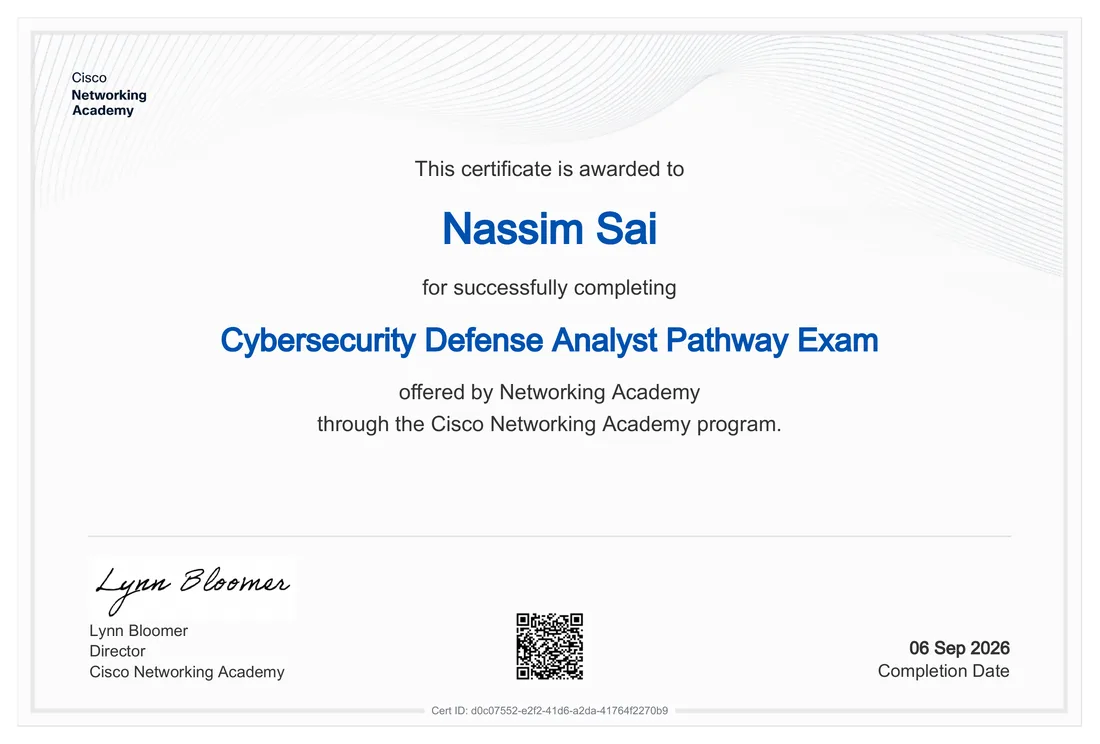 Cybersecurity Defense Analyst Career Path certificate