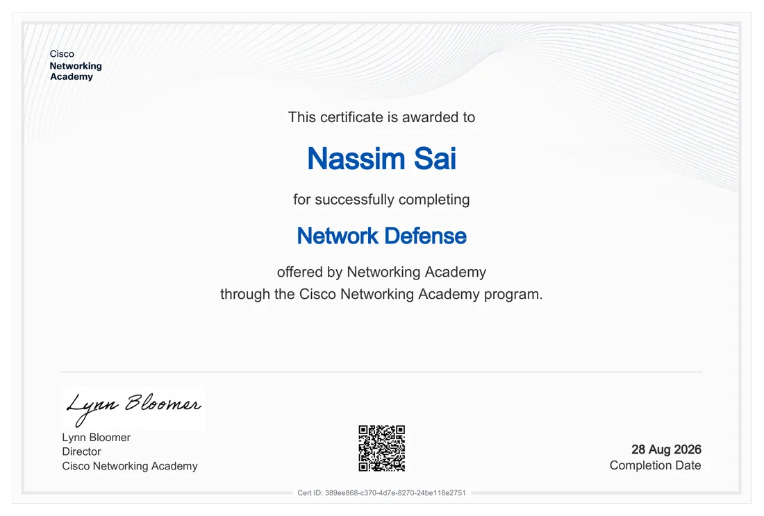 Network Defense certificate
