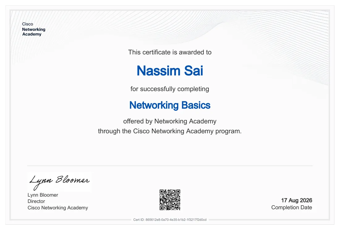 Networking Basics certificate