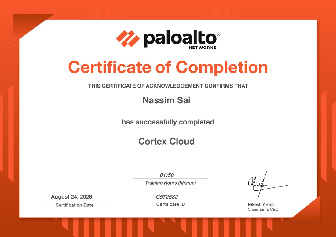Cortex Cloud: Cloud Security Professional certificate